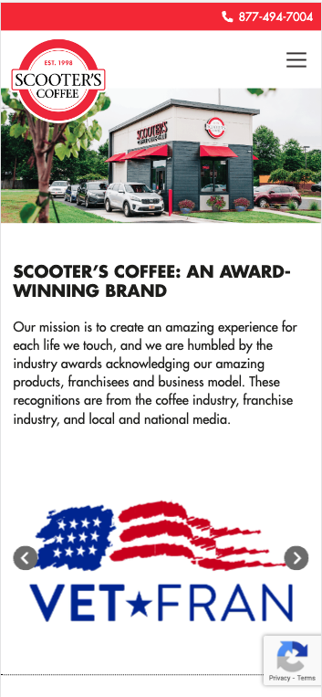 Case Studies > Scooter's Franchise > Mobile > award winning brand 